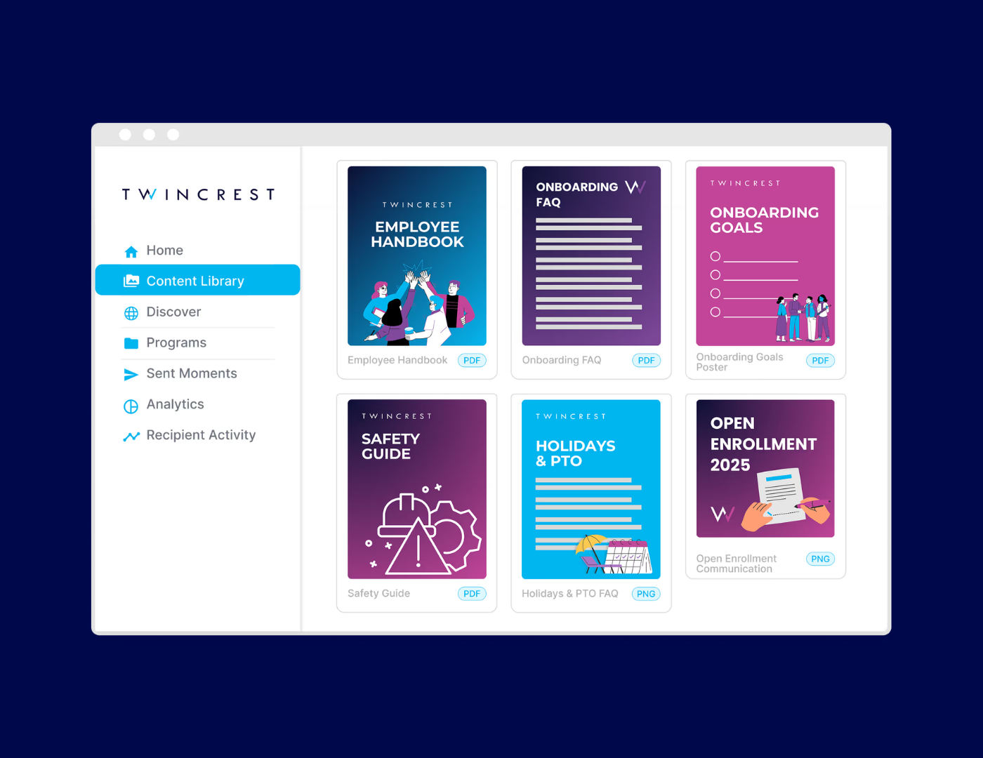 Content management hub UI for PeopleContent.com